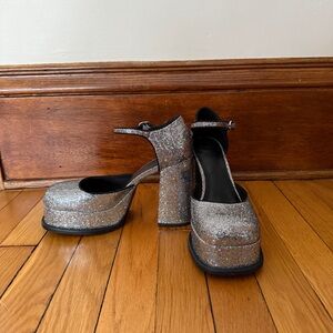 H&M Silver Glitter Platform Heels